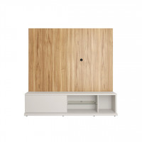 Manhattan Comfort 400751 Beaumont 70.86 Entertainment Center with 4 Compartments in Off White and Cinnamon Light Brown